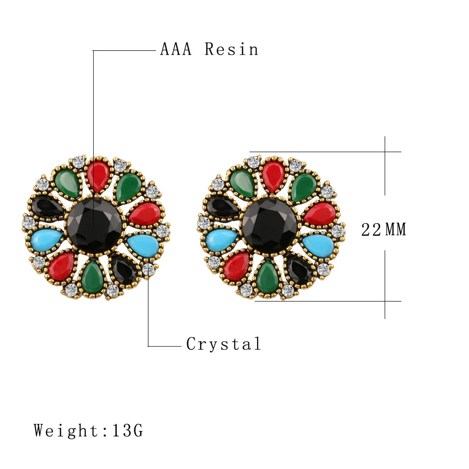 Кинели богемный Большой Хрустальный цветок серьги для женщин античное золото