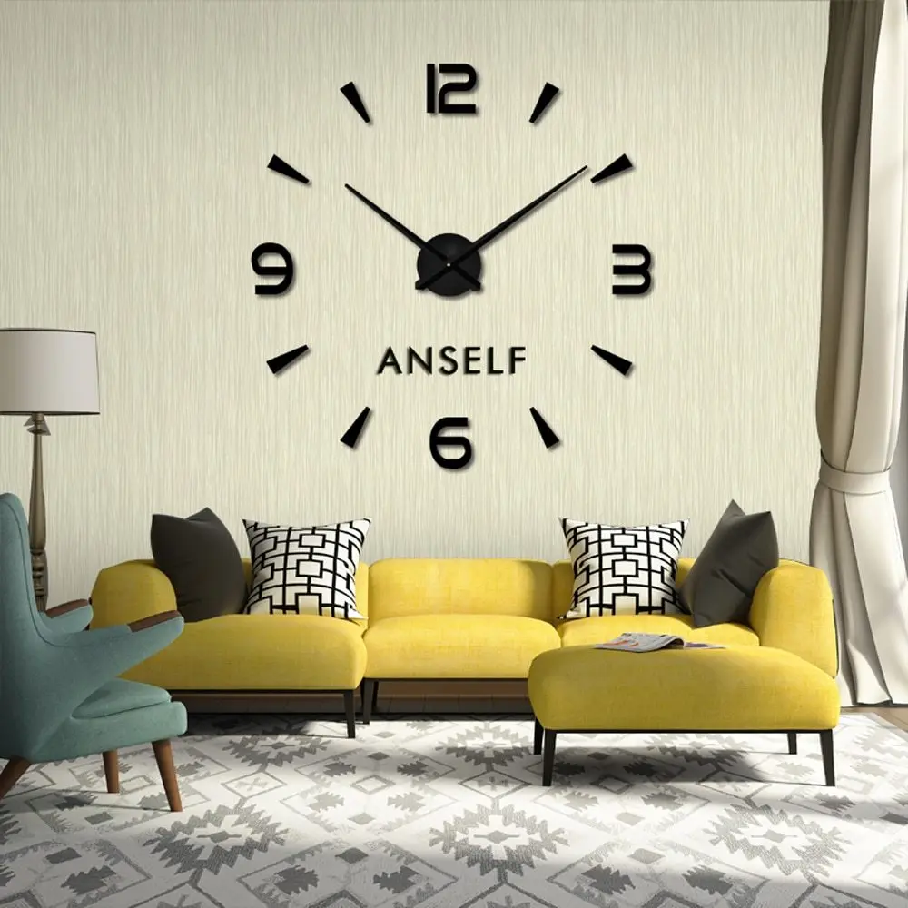 3D большие настенные часы простые цифры зеркальные стикеры эффект съемные