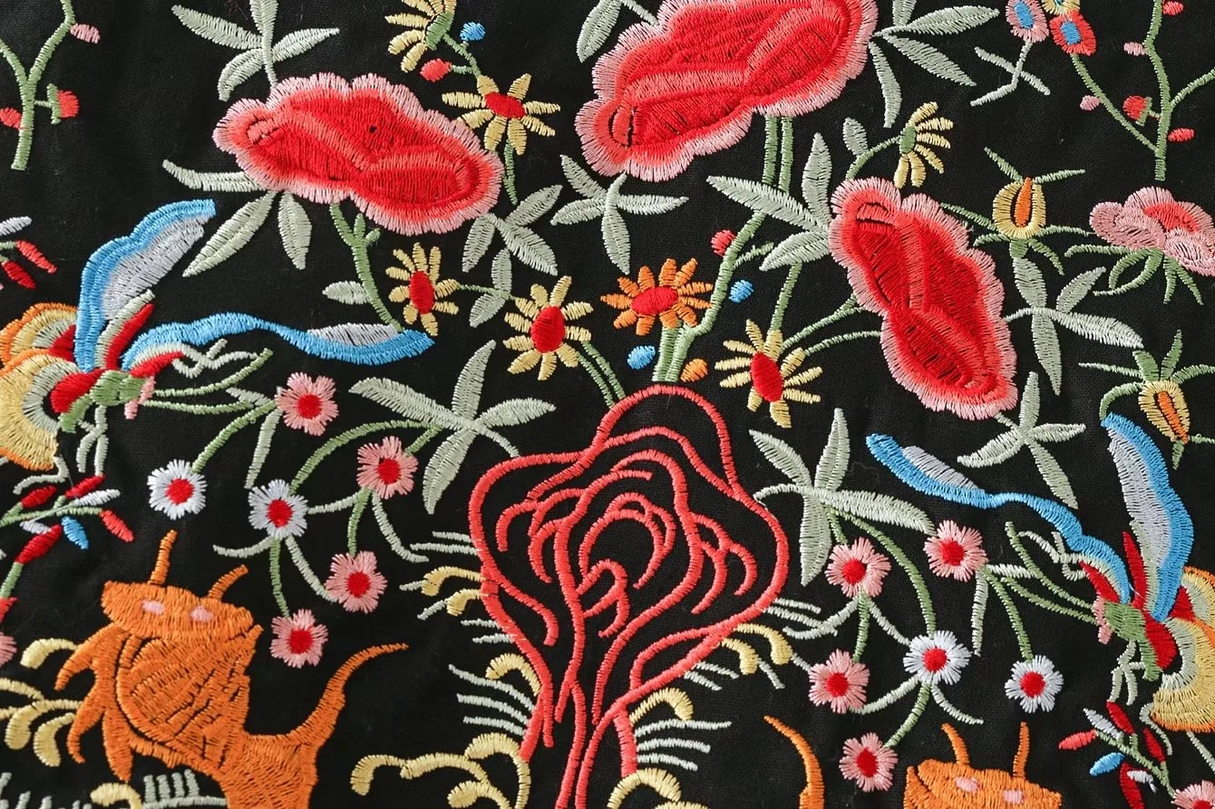 VOGUEIN Новая Женская Мини-Юбка премиум класса с цветочной вышивкой А-силуэта черного цвета Размер SML