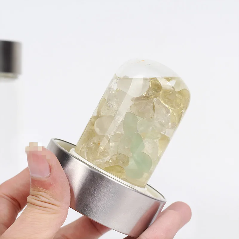 white-Citrine Продукт с украшением в виде кристаллов кварца бутылка драгоценный камень Стекло бутылки с водой для гидротерапии здоровья чашки драгоценный камень бутылка для воды бутылка Energy для подарков - Цвет: white-Citrine