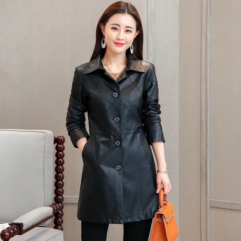 Женские черные Куртки из искусственной кожи 2018 Весенняя Новая модная женская