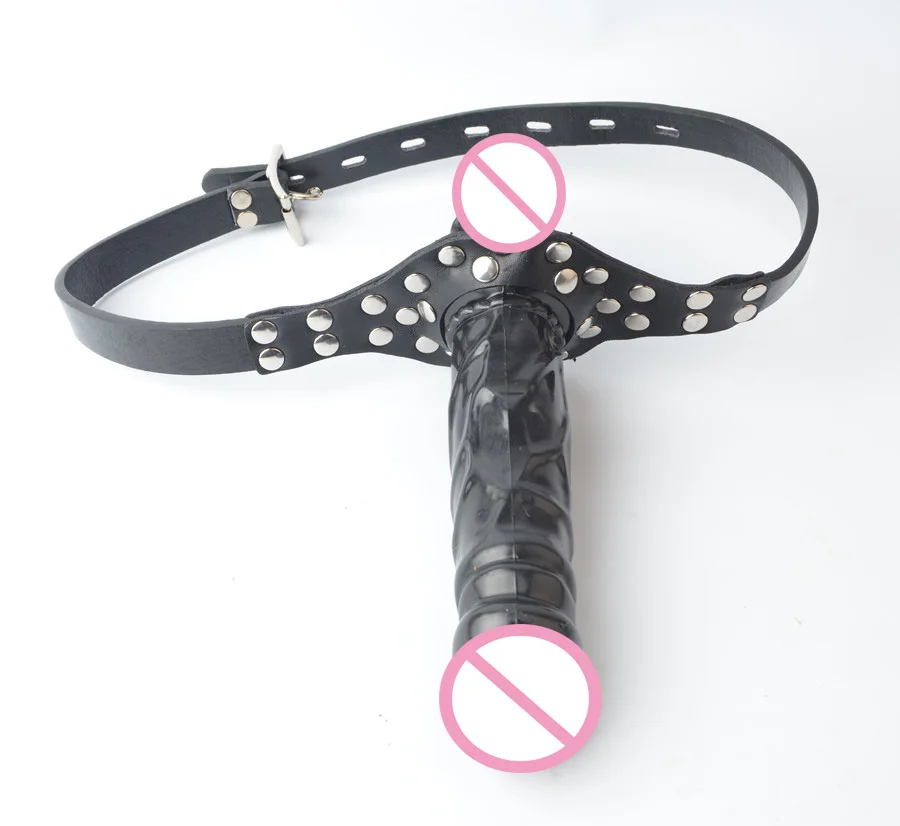 Кожаный рот кляп с ремешком на фаллоимитатор силиконовый пенис секс бондаж