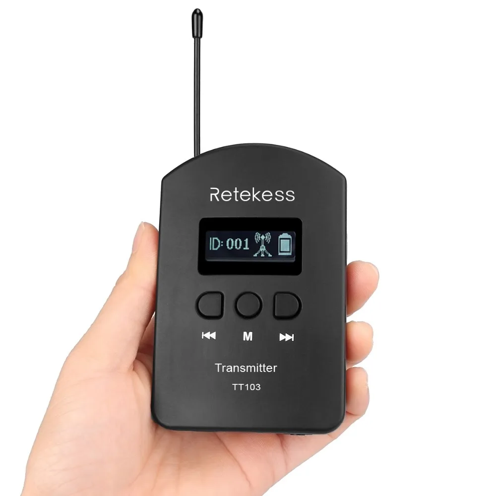 Беспроводной портативный аудиопередатчик Retekess UHF 1 передатчик + микрофон usb