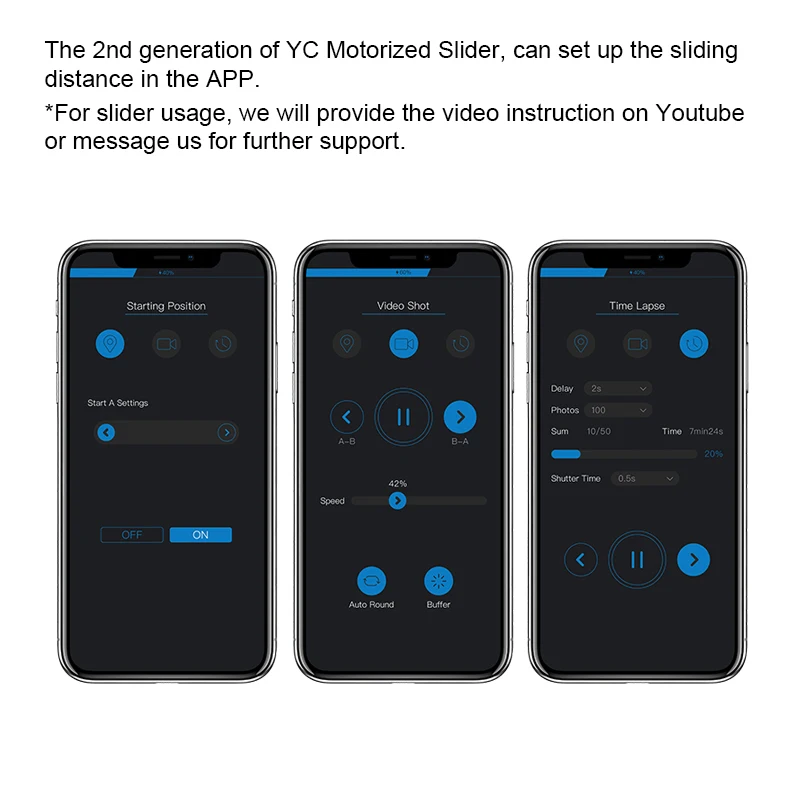 YC лук алюминиевая механизированная камера слайдер приложение Bluetooth управление Стабильная гладкая слайдер камера с мотором для фотографии DSLR