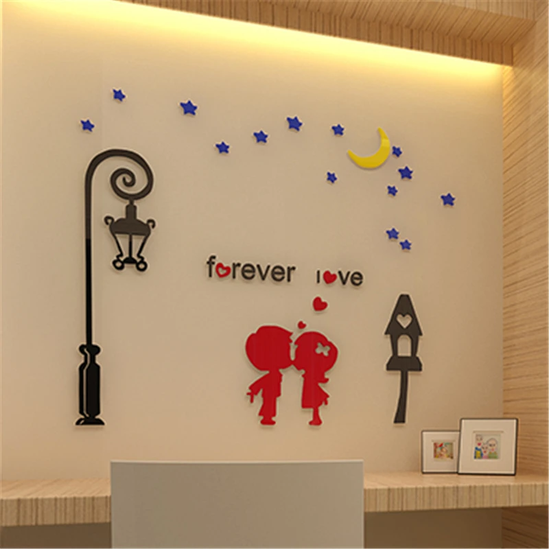 Детские Мультяшные 3D Хрустальные акриловые настенные наклейки спальня диван тв