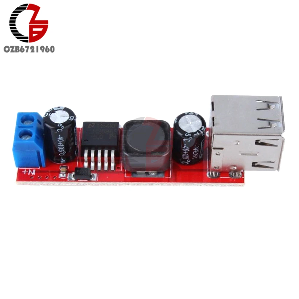 С источником питания от постоянного тока, 6 V-40 V до 5V 3A Dual USB DC-DC Шаг вниз Мощность преобразователя постоянного тока понижающий трансформатор для авто заряд LM2596 DC 12V 24V
