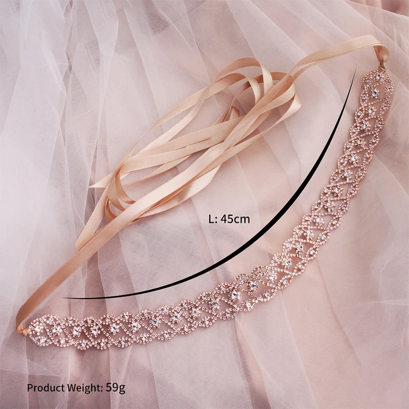 

Miallo Fashion Full Rose Gold Wedding Crystal Sash Bridal Rhinestone Belt Wedding Dress Accessories Diamonds Belt