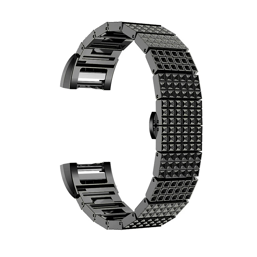 Ремешок с тиснением для Fitbit Charge 2 металлический ремешок из нержавеющей стали