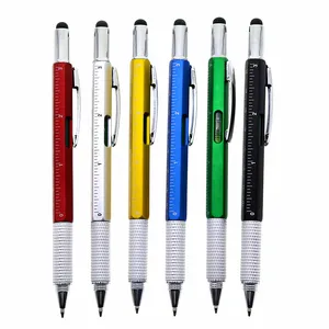 1 шт.лот Новое поступление Инструмент Шариковая ручка отвертка линейка спиртовой уровень с верхом и шкалой многофункциональная ручка 6 в 1