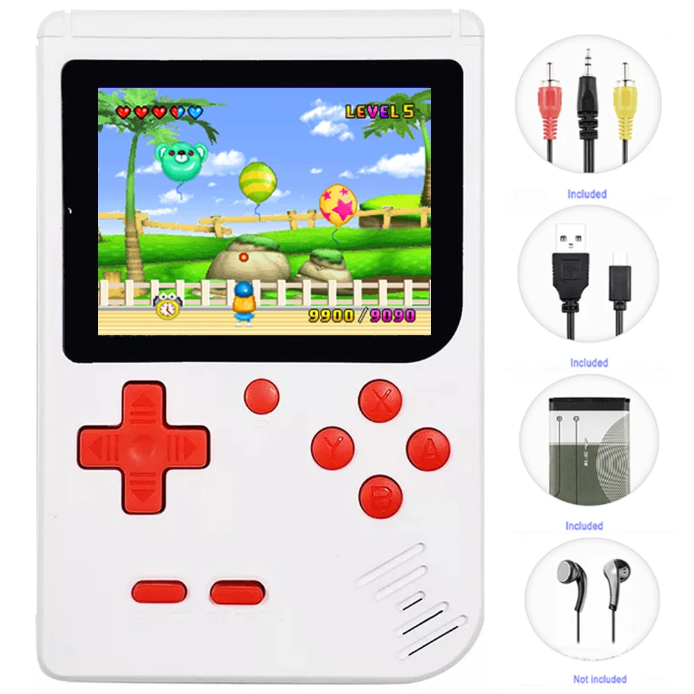 White Классические мини-игровые консоли, JJFUN FC280 портативные игры, встроенные 400 ретро-ТВ-видеоигры с 3,0 дюймовым ЖК-дисплеем 1 USB зарядка - Цвет: White