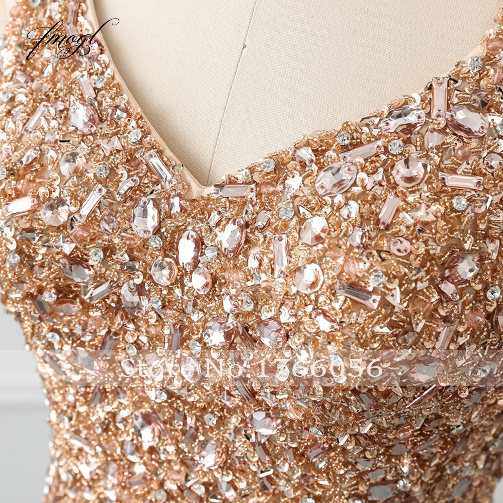 

Fmogl Sexy Beading Crystal Long Mermaid Prom Dresses 2019 Luxury Sweep Train Illusion Trumpet Vestido De Festa Plus Size