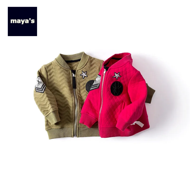 Mayas/осеннее пальто из мягкого хлопка с аппликацией для мальчиков модная