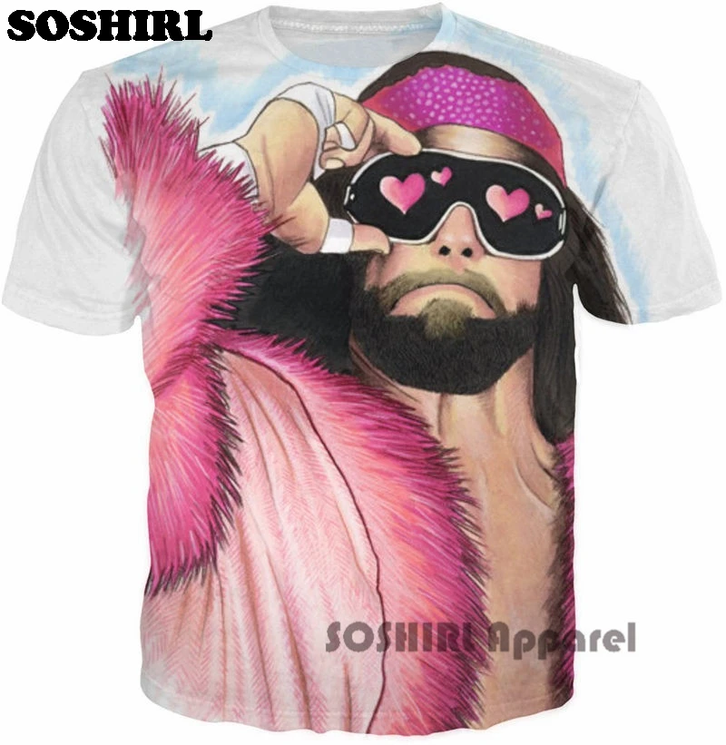 SOSHIRL Macho Man Randy Savage, футболка с 3D принтом, удобная футболка, Повседневная футболка, Homme, короткий рукав, размер S-5XL