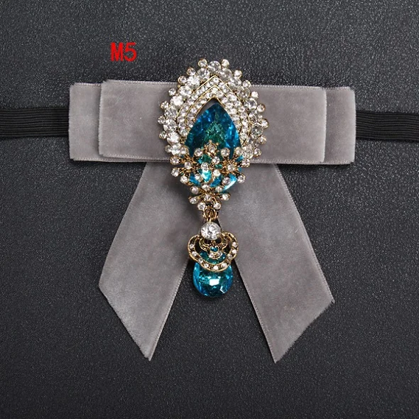 bow tie M5 Портной Смит Кристалл женский галстук-бабочка для взрослых унисекс Ретро Свадебный воротник одежда сплав галстук-бабочка эластичная лента стразы бабочка галстук-бабочка - Цвет: bow tie M5
