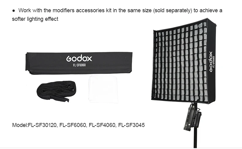 Godox FL60 60 Вт гибкий светодиодный светильник s складной тканевый светильник с контроллером+ пульт дистанционного управления для портретной, наружной, студийной съемки