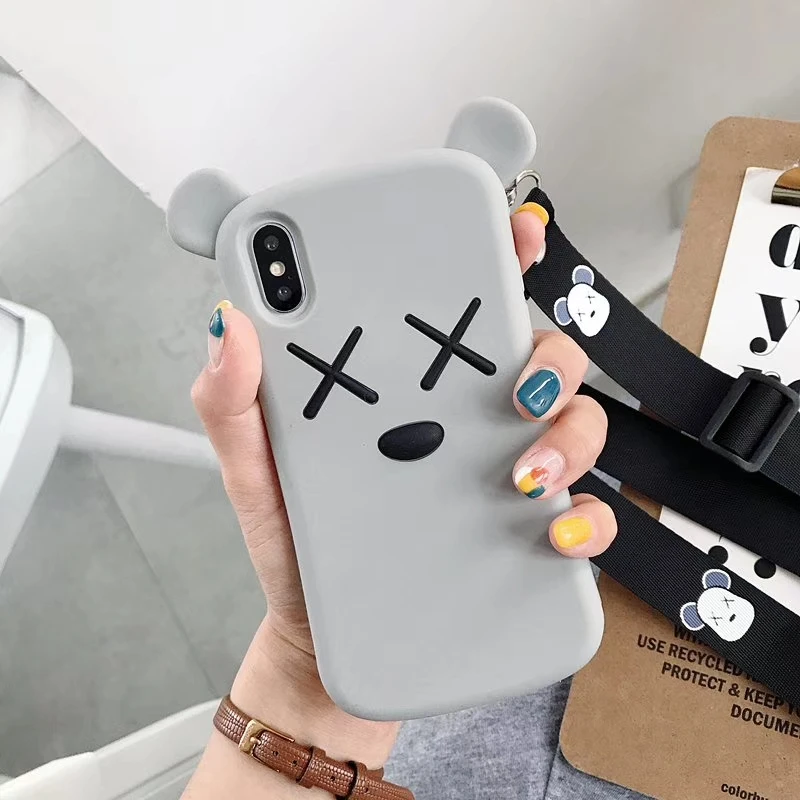 Мягкий силиконовый 3D чехол с милым медведем из мультфильма для iPhone 6 6s X XR Xs 11 Pro Max 7