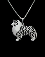 rough collie necklace cartoon dog jewelry for women golden two colors plated