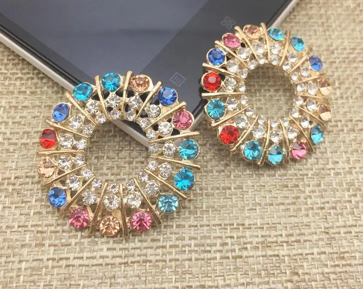 20 шт 33 мм разноцветный кристалл кольцо бусины кнопка для скрапбукинга ремесло DIY