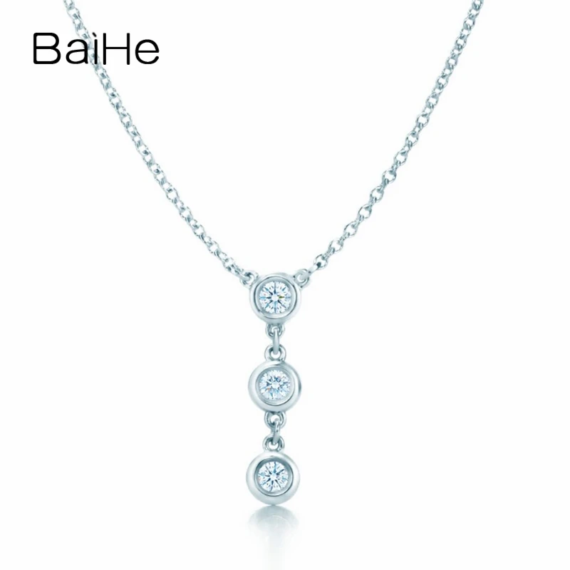 BAIHE однотонные 18K розовое золото 0.24CT природные Бриллианты Женские подарок на