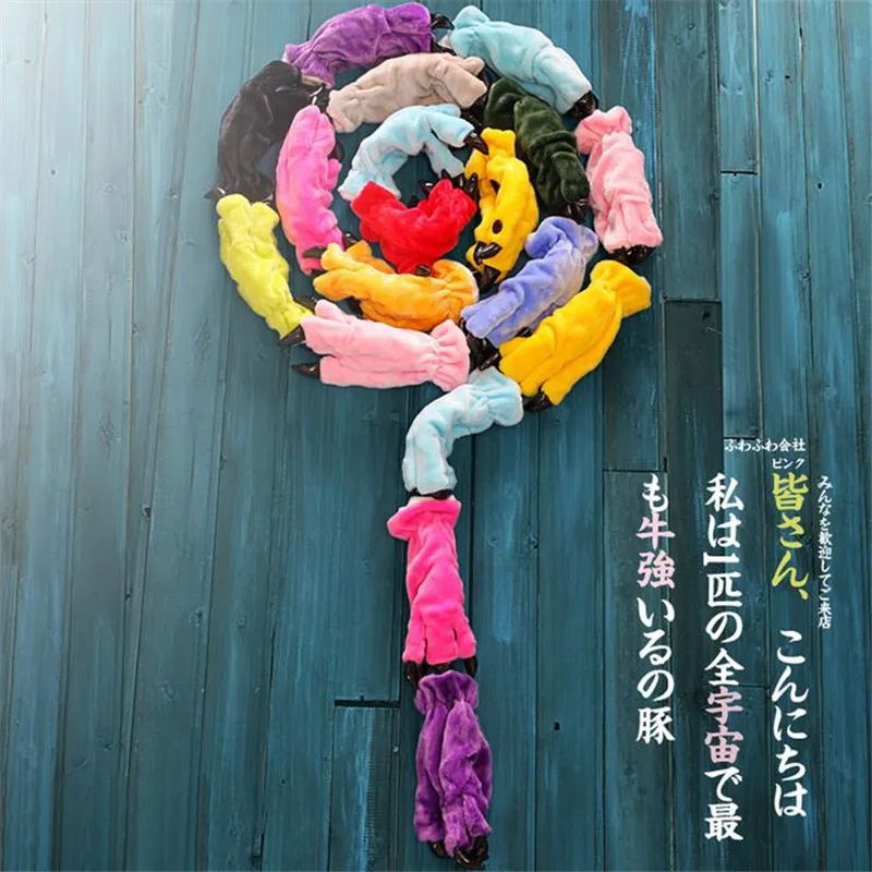 Аниме Косплей сиамские пижамы животные перчатки-когти фланелевые панда динозавр