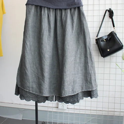 Light Grey Японский стиль Харадзюку Мори, широкие кружевные штаны для девочек льняные, хлопковые, из искусственного материала, женские штаны с эластичным поясом в стиле хиппи, штаны в стиле бохо - Цвет: Light Grey
