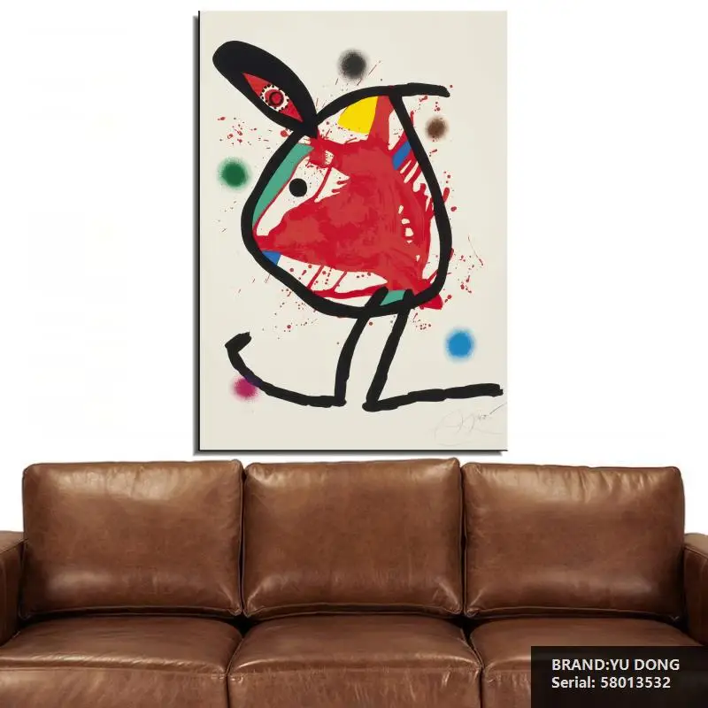 JOAN MIRO -LE GUERRIER MONGOL.tif Cartoon Abstract oil Painting Drawing art Spray Unframed Canvas Frameless room wine 58013532 | Дом и сад