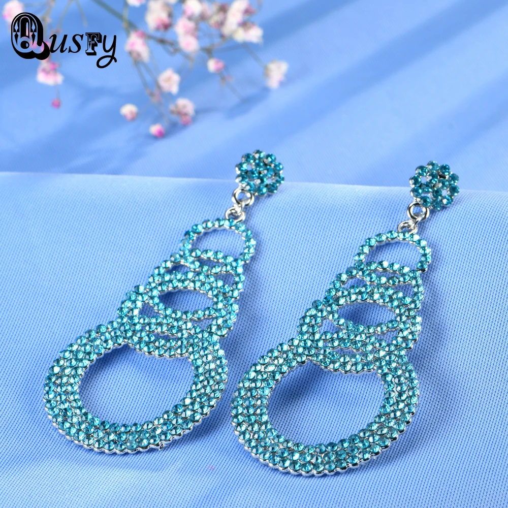 Круглый Форма люстра австрийского хрусталя посеребренные длинные Длинные