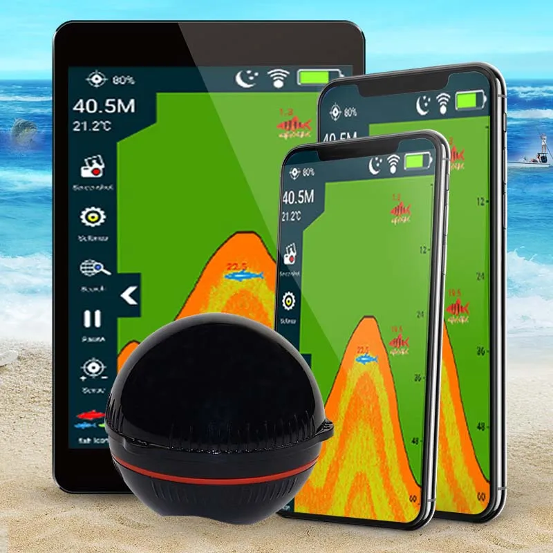 Erchang F3W Portable Fish Detector Fishing Echo Sounder 48M/160Ft Sonar Sensor Depth Fish Finder Fishing Alarm Ios And Android
