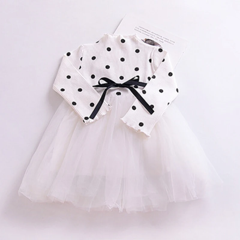 Winter Baby Dress For Girl Long Sleeve Princess Girls Dresses Polka Dot Toddler Birthday Party Costume Casual School Clothes | Детская