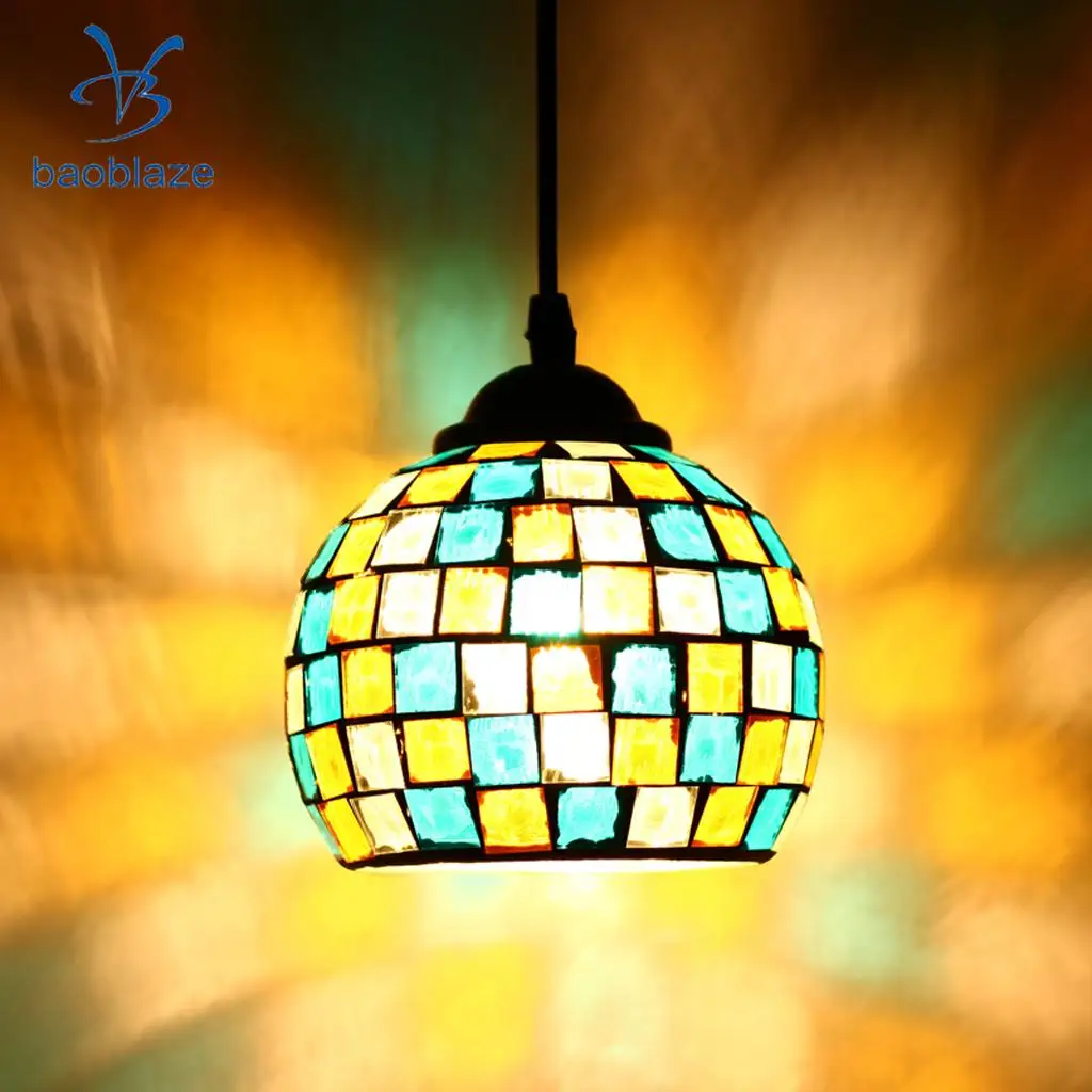

Vintage Hanging Light Mosaic Design Pendant Ceiling Lampshade Stained Glass 6#