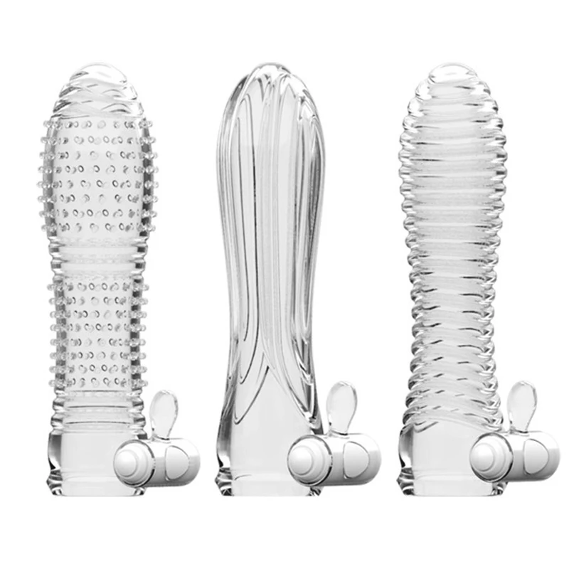 Многоразовый вибрационный Силиконовый удлинитель для пениса увеличитель