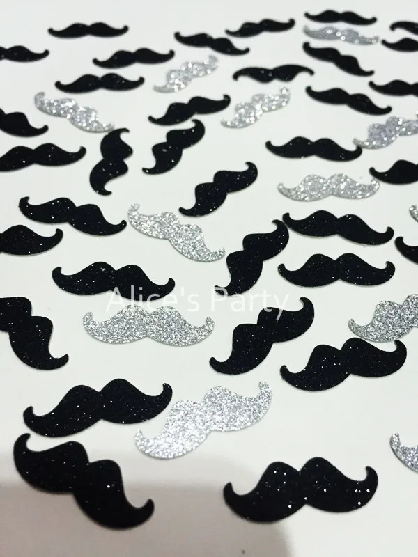 Лидер продаж 500 шт. блестящий черный серебристый мини фон в форме бороды усов