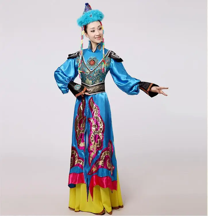 Костюм синего монгольского Цвета танцевальная одежда женское платье для древней