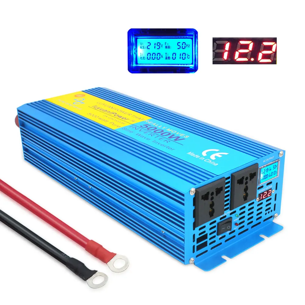 5000W outing/Home Pure sine wave Inverter DC 12V/24V To AC 220V 50HZ/60HZ CAMPING BOAT SINE WAVE Power inverte Digital Display