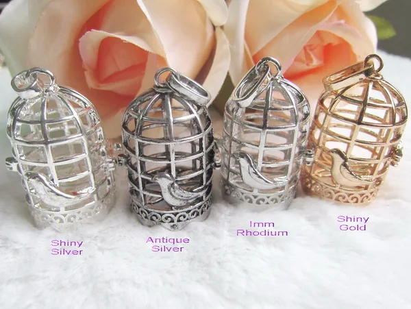 cage imm rhodium DIY медальон кулон клетка для птиц/яблоко/цветы/сердца металлические компоненты ювелирных изделий Подходит для 16 мм Шары - Окраска металла: cage imm rhodium