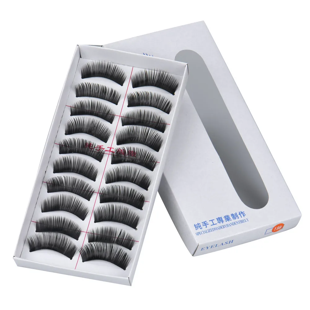 10 пар ручная работа черные длинные толстые крест красота макияж накладные