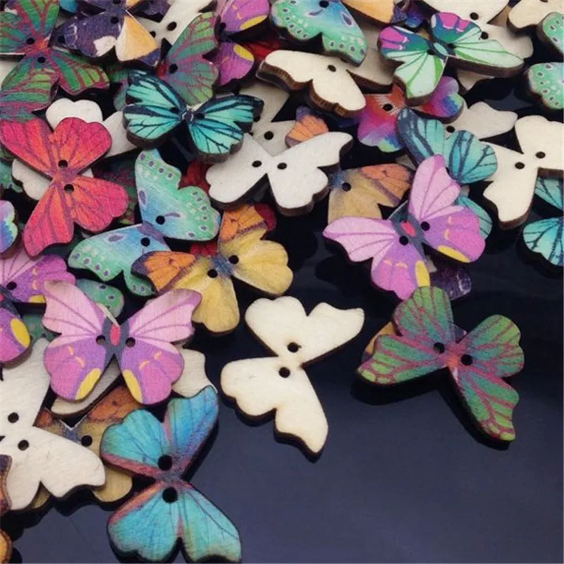 50 шт. деревянные пуговицы с двумя отверстиями 28 х21 мм|wooden buttons|scrapbooking sewingbuttons butterfly