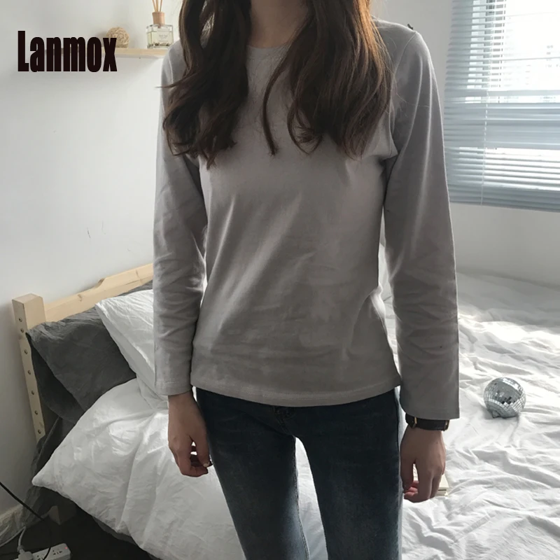 Lanmox Повседневное хлопка Harajuku футболка Для женщин топы весна осень краткое с