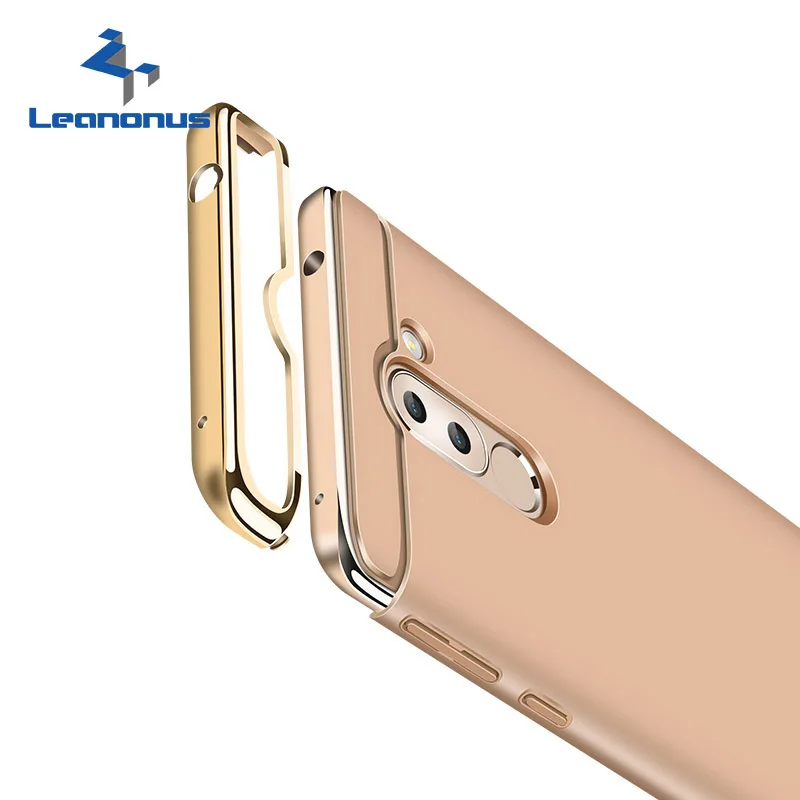LEANONUS 3 in 1 Combo Case for Huawei GR5 2017 Slim Hard PC Plating Frame Cell Phone For Honor 6X Luxury Armor Cover Shell |