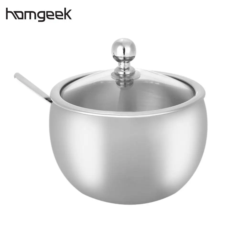 Высококачественная прочная сахарница Homgeek из нержавеющей стали с крышкой и