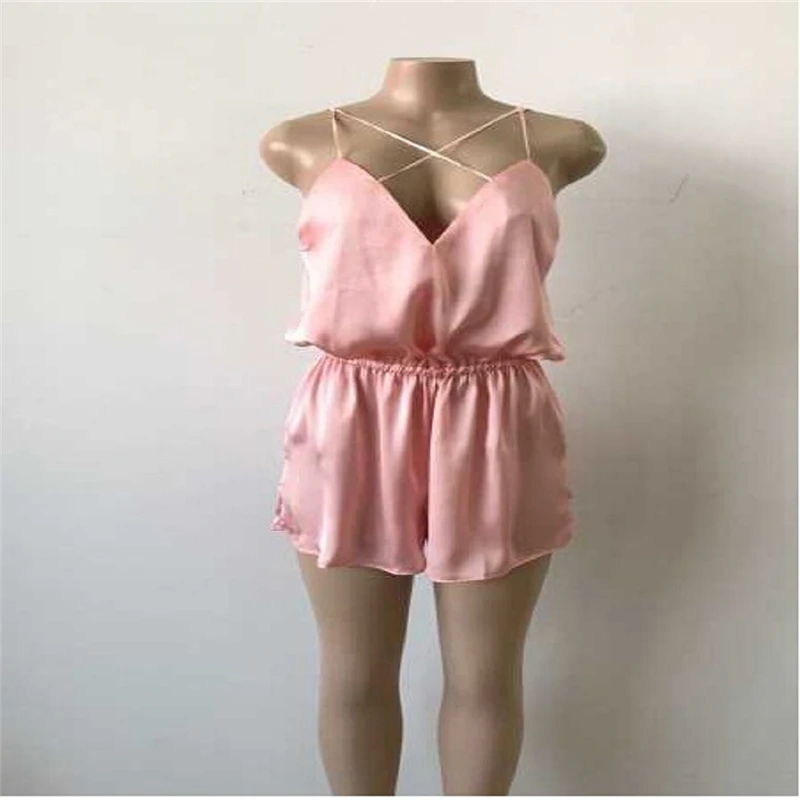 Женский комбинезон без рукавов элегантный с V-образным вырезом повседневный