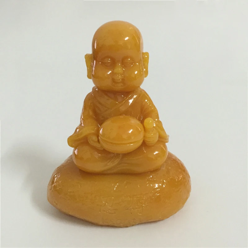 Cute Small Monk Statue Figurines Chinese Meditation Buddha Statues Sculpture Man-made Jade Stone Ornaments For Home Decoration