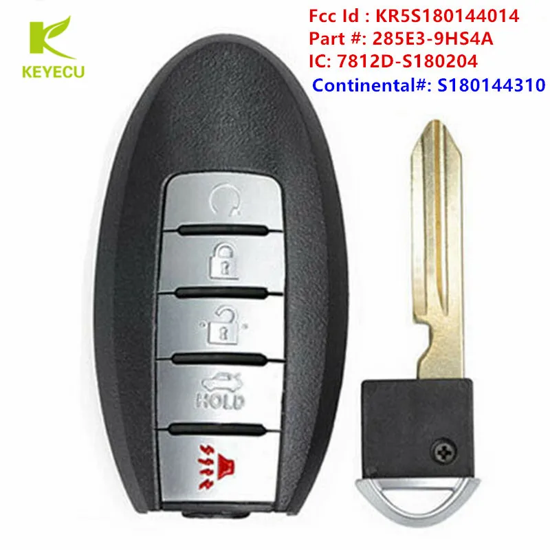 Запасной смарт ключ KEYECU с 5 кнопками 433 92 МГц ID47 для Nissan Altima Maxima 2016 2018 Fcc # KR5S180144014