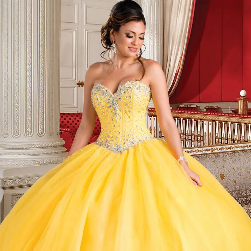 Великолепные платья Quinceanera желтого цвета Бальные 2019 Новое поступление сладкий 16