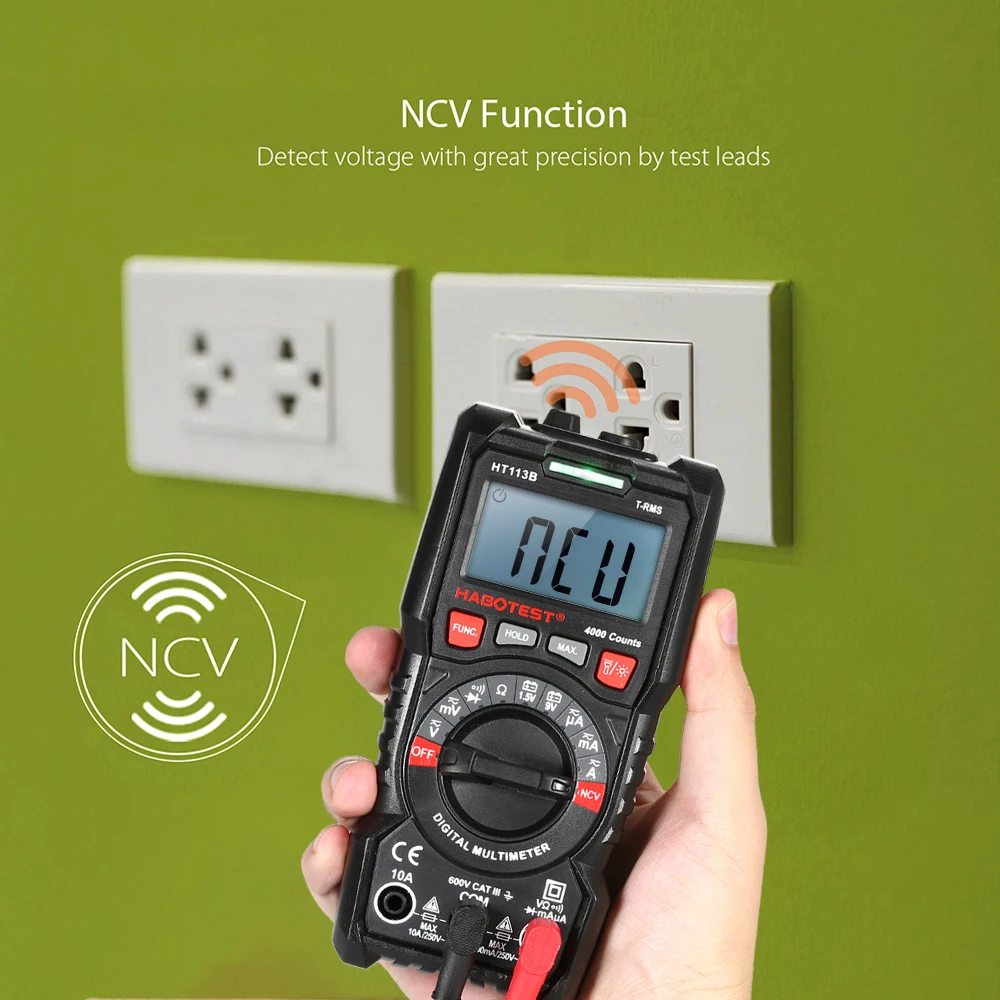 

KKMOON Portable Digital Multimeter 4000 counts Backlight AC/DC Ammeter Voltmeter Ohm Tester Meter HT830L Handheld LCD Multimetro