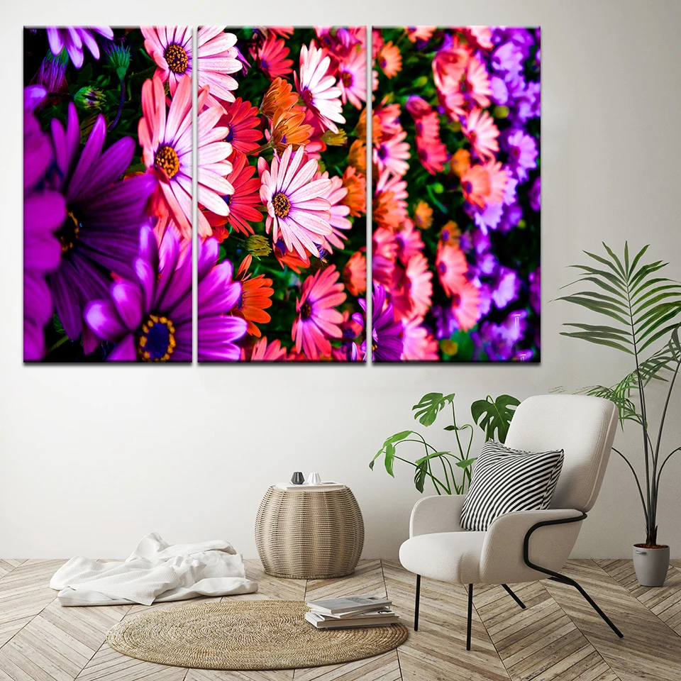 

Wall Picture Free-shipping HD Print 3 Piece Canvas Art Colorful Chrysanthemum Art Large Canvas Wall Art Painting Flower Poster