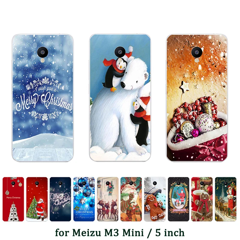 Мягкий чехол из ТПУ для Meizu M3/Meizu M3 Mini с рисунком рождественского лося M3S/Meizu M3S