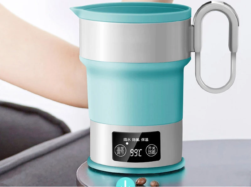 110-220V Electric Mini Travel Kettle Silicone Foldable Automatic Power-off Camping Portable Water Boiler With Cup Electric