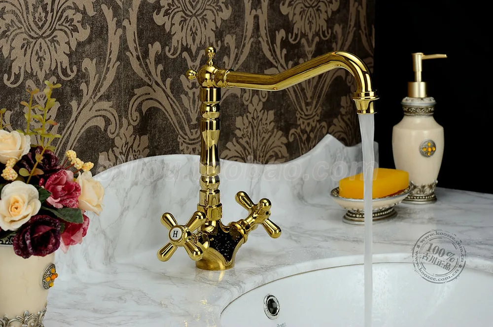 C титановый золотой медный смеситель для раковины горячей и холодной воды можно