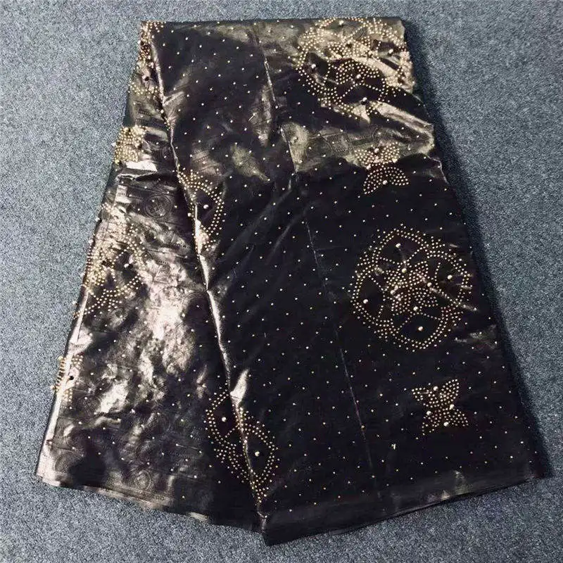 Африканский стиль хлопок Shadda Damask Золотой Базен с бусинами морская парча ткань в